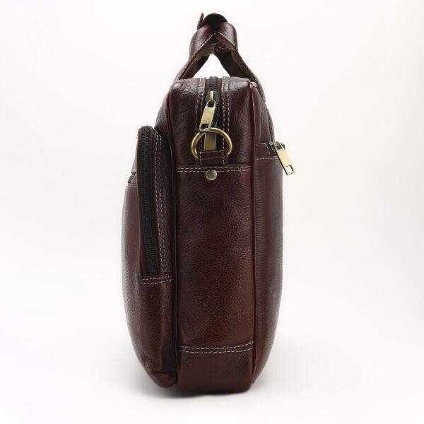p8|| Classic Wine Brown Office Laptop Bag with Dual Handles & Multi-Utility Pockets - Image 4