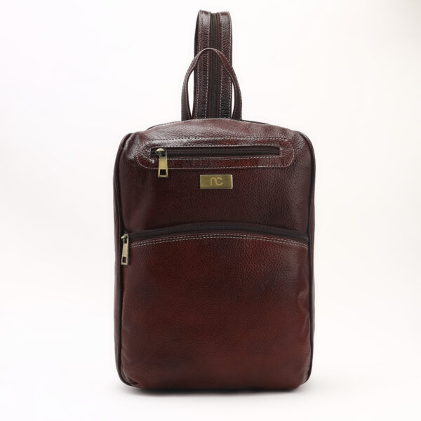 Premium Leather Backpack for Men & Women - Genuine Brown Laptop Backpack with Multiple Compartments, Anti-Theft Pockets | Stylish Office & Travel Bag by Nation Crafts - Image 3