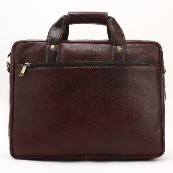 p8|| Classic Wine Brown Office Laptop Bag with Dual Handles & Multi-Utility Pockets - Image 5