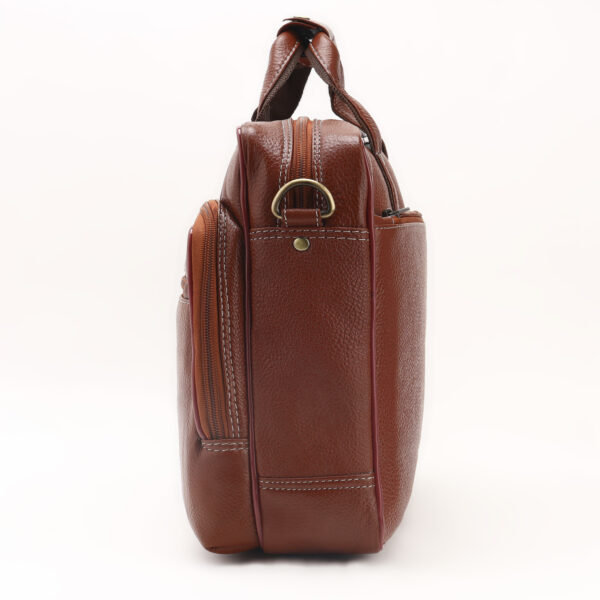 p7|| Professional Brown Faux Leather Laptop Bag with Multi-Pocket Organizer & Shoulder Strap - Image 4