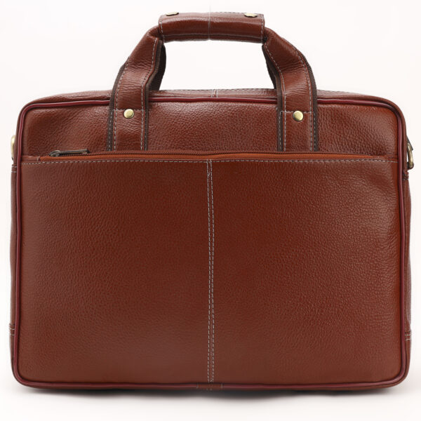 p7|| Professional Brown Faux Leather Laptop Bag with Multi-Pocket Organizer & Shoulder Strap - Image 5