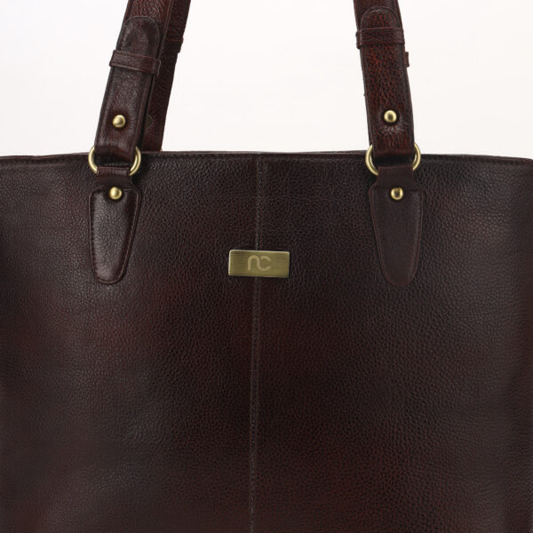 Classy Brown Leather Tote Bag || Midnight Noir Premium Leather Tote Bag for Women - Image 2