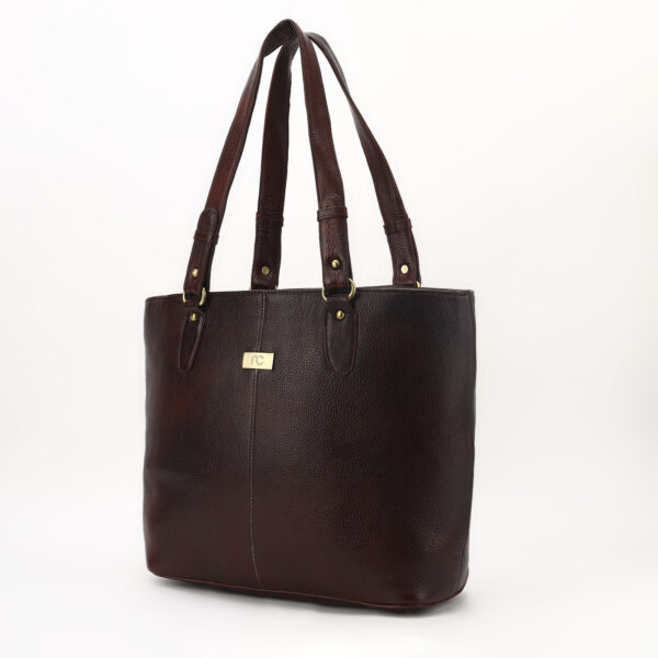 Classy Brown Leather Tote Bag || Midnight Noir Premium Leather Tote Bag for Women - Image 3