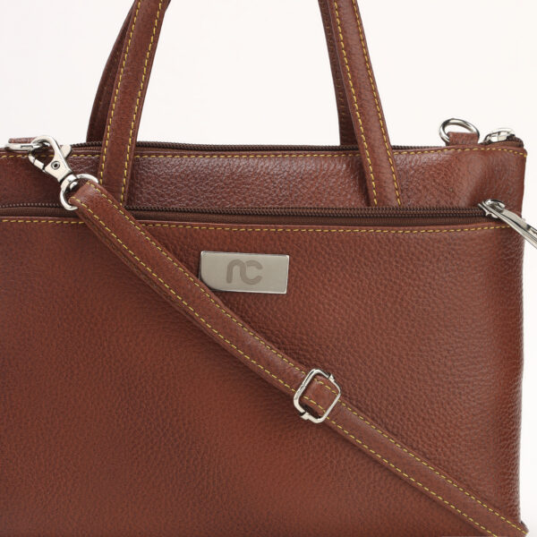 Elegant Women’s Leather Shoulder Bag – Handmade Tan Crossbody Purse with Detachable Strap & Organizer Pockets | Nation Crafts - Image 5